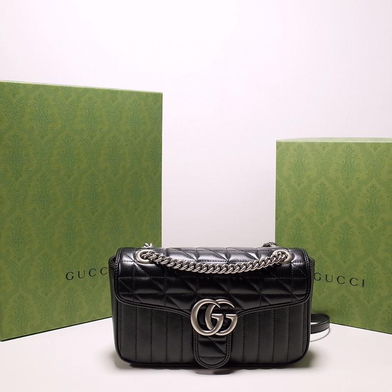 Gucci Chain Shoulder Bag 443497 Checkered Black